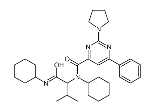 4-Pyrimidinecarboxamide,N-cyclohexyl-N-[1-[(cyclohexylamino)carbonyl]-2-methylpropyl]-6-phenyl-2-(1-pyrrolidinyl)-(9CI)结构式