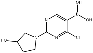 4-Chloro-2-(3-hydroxypyrrolidino)pyrimidine-5-boronic acid结构式