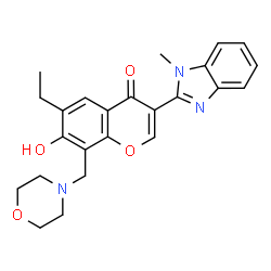 6-ethyl-7-hydroxy-3-(1-methyl-1H-benzo[d]imidazol-2-yl)-8-(morpholinomethyl)-4H-chromen-4-one结构式