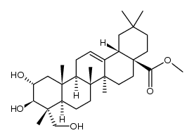 2α,3β,23-Trihydroxyoleana-12-ene-28-oic acid methyl ester structure