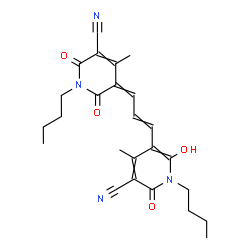 1-butyl-5-[3-(1-butyl-5-cyano-1,6-dihydro-2-hydroxy-4-methyl-6-oxo-3-pyridyl)allylidene]-1,2,5,6-tetrahydro-4-methyl-2,6-dioxonicotinonitrile结构式