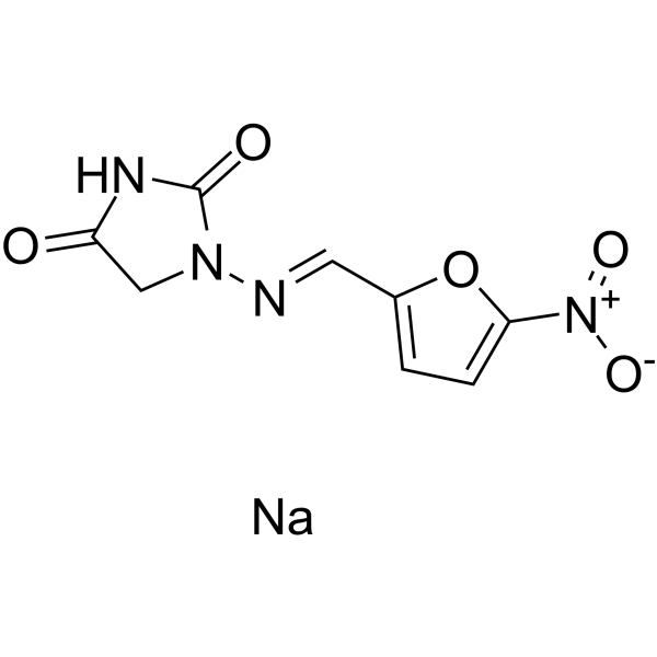 1-[(5-nitrofurfurylidene)amino]imidazolidine-2,4-dione, sodium salt structure