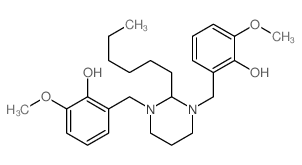 o-Cresol, a,a'-(2-hexyldihydro-1,3(2H,4H)-pyrimidinediyl)bis[6-methoxy-(7CI,8CI) Structure