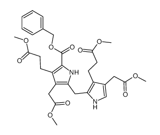 3-(2-methoxycarbonyl-ethyl)-5-[3-(2-methoxycarbonyl-ethyl)-4-methoxycarbonylmethyl-pyrrol-2-ylmethyl]-4-methoxycarbonylmethyl-pyrrole-2-carboxylic acid benzyl ester结构式