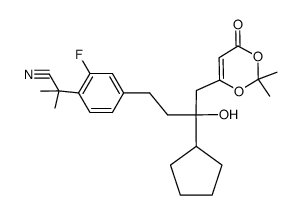 2-{4-[3-cyclopentyl-4-(2,2-dimethyl-6-oxo-6H-[1,3]dioxin-4-yl)-3-hydroxybutyl]-2-fluorophenyl}-2-methyl-propionitrile结构式