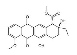 c-2-Ethyl-1,2,3,4,6,11-hexahydro-t-2,5-dihydroxy-7-methoxy-6,11-dioxo-r-1-naphthacencarbonsaeure-methylester结构式