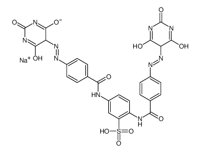 sodium 2,5-bis[4-[(hexahydro-2,4,6-trioxo-5-pyrimidinyl)azo]benzamido]benzenesulphonate Structure