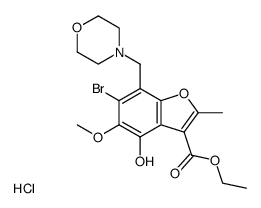 2-Methyl-3-carbethoxy-4-hydroxy-5-methoxy-6-bromo-7-morpholinomethylbenzofuran Hydrochloride Structure