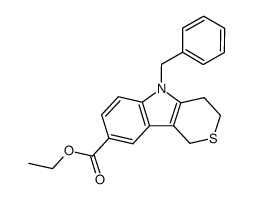 5-benzyl-1,3,4,5-tetrahydro-thiopyrano[4,3-b]indole-8-carboxylic acid ethyl ester Structure