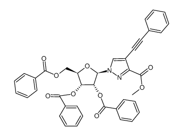 methyl 4-phenylethynyl-1-(2',3',5'-tribenzoyl-β-D-ribofuranosyl)pyrazole-3-carboxylate Structure