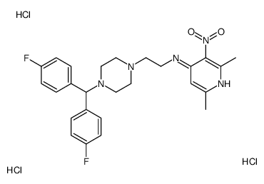 N-[2-[4-[bis(4-fluorophenyl)methyl]piperazin-1-yl]ethyl]-2,6-dimethyl-3-nitropyridin-4-amine,trihydrochloride Structure