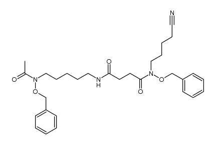 N-(4-cyanobutyl)-3-[[5-[(benzyloxy)acetylamino]pentyl]carbamoyl]-O-benzylpropionohydroxamic acid结构式