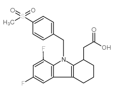 (-)-6-8-二氟-2,3,4,9-四氢-9-[[4-(甲基磺酰基)苯基]甲基]-1H-咔唑-1-乙酸结构式