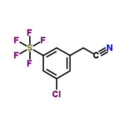 [3-Chloro-5-(pentafluoro-λ6-sulfanyl)phenyl]acetonitrile structure