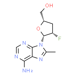 9-(2-Fluoro-2,3-dideoxy-β-D-threo-pentofuranosyl)-8-methyl-9H-purine-6-amine结构式