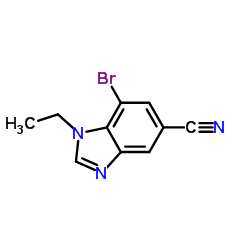 7-Bromo-1-ethyl-1H-benzimidazole-5-carbonitrile结构式