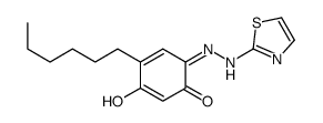 4-hexyl-3-hydroxy-6-(1,3-thiazol-2-ylhydrazinylidene)cyclohexa-2,4-dien-1-one结构式