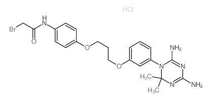 Acetamide,2-bromo-N-[4-[3-[3-(4,6-diamino-2,2-dimethyl-1,3,5-triazin-1(2H)-yl)phenoxy]propoxy]phenyl]-,hydrochloride (1:1)结构式