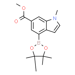 1-甲基-4-(4,4,5,5-四甲基-1,3,2-二氧杂硼烷-2-基)-1H-吲哚-6-羧酸甲酯结构式