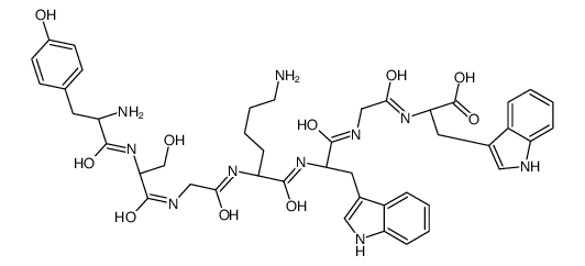 (2S)-2-[[2-[[(2S)-2-[[(2S)-6-amino-2-[[2-[[(2S)-2-[[(2S)-2-amino-3-(4-hydroxyphenyl)propanoyl]amino]-3-hydroxypropanoyl]amino]acetyl]amino]hexanoyl]amino]-3-(1H-indol-3-yl)propanoyl]amino]acetyl]amino]-3-(1H-indol-3-yl)propanoic acid Structure