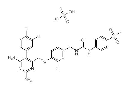 4-[[3-chloro-4-[[2,6-diamino-5-(3,4-dichlorophenyl)pyrimidin-4-yl]methoxy]phenyl]methylcarbamoylamino]benzenesulfonyl fluoride; sulfuric acid Structure