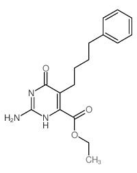 4-Pyrimidinecarboxylicacid, 2-amino-1,6-dihydro-6-oxo-5-(4-phenylbutyl)-, ethyl ester结构式