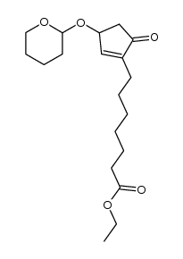 2-(6-ethoxycarbonylhexyl)-4-(tetrahydropyran-2-yloxy)cyclopent-2-enone结构式