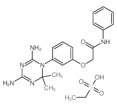 2-[3-(4,6-diamino-2,2-dimethyl-1,3,5-triazin-1-yl)phenoxy]-N-phenyl-acetamide; ethanesulfonic acid structure