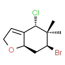 (4S)-6β-Bromo-4-chloro-2,4,5,6,7,7aα-hexahydro-5,5-dimethylbenzofuran结构式