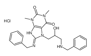 1H-Purine-2,6-dione, 3,7-dihydro-1,3-dimethyl-7-(2-hydroxy-3-((phenylm ethyl)amino)propyl)-8-((phenylmethyl)amino)-, monohydrochloride结构式