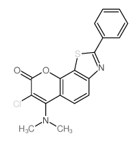 7-chloro-6-(dimethylamino)-2-phenylpyrano[3,2-g][1,3]benzothiazol-8-one Structure