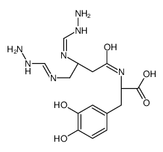 (2S)-2-[3,4-bis(hydrazinylmethylideneamino)butanoylamino]-3-(3,4-dihydroxyphenyl)propanoic acid结构式