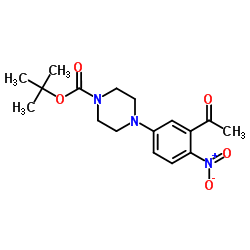 TERT-BUTYL 4-(3-ACETYL-4-NITROPHENYL)TETRAHYDRO-1(2H)-PYRAZINECARBOXYLATE结构式