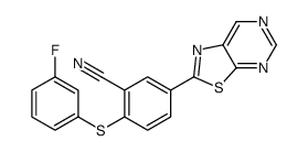 2-(3-fluorophenyl)sulfanyl-5-([1,3]thiazolo[5,4-d]pyrimidin-2-yl)benzonitrile Structure