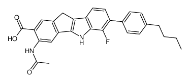 3-Acetylamino-7-(4-butyl-phenyl)-6-fluoro-5,10-dihydro-indeno[1,2-b]indole-2-carboxylic acid Structure