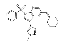 5-(cyclohexylidenemethyl)-3-(1-methyl-1H-pyrazol-4-yl)-1-(phenylsulfonyl)-1H-pyrrolo[2,3-b]pyridine结构式