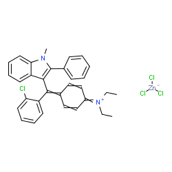 [4-[(o-chlorophenyl)(1-methyl-2-phenyl-1H-indol-3-yl)methylene]cyclohexa-2,5-dien-1-ylidene]diethylammonium trichlorozincate(1-)结构式