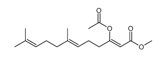 methyl (2Z,6E)-3-acetoxy-7,11-dimethyl-2,6,10-dodecatrieneoate结构式