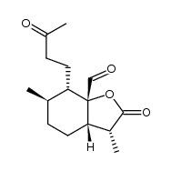 (3R,3aS,6R,6aS,7aS)-3,6-dimethyl-7a-formyl-7-(3-oxobutyl)-hexahydrobenzo[1,2-b]furan-2(3H)-one结构式
