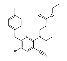 2-[N-ethyl-N-(2-ethoxycarbonyl)ethyl]amino-5-fluoro-6-(p-tolylthio)nicotinonitrile结构式
