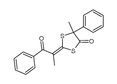 (E)-5-methyl-2-(1-oxo-1-phenylpropan-2-ylidene)-5-phenyl-1,3-dithiolan-4-one Structure
