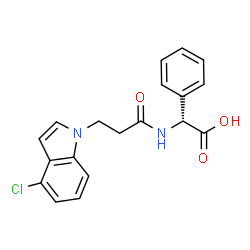 (2R)-{[3-(4-chloro-1H-indol-1-yl)propanoyl]amino}(phenyl)ethanoic acid Structure
