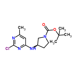 2-Methyl-2-propanyl (3R)-3-[(2-chloro-6-methyl-4-pyrimidinyl)amino]-1-pyrrolidinecarboxylate structure