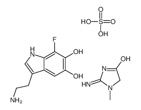 3-(2-aminoethyl)-7-fluoro-1H-indole-5,6-diol,2-amino-3-methyl-4H-imidazol-5-one,sulfuric acid Structure