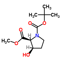 (2S,3R)-1-tert-Butyl2-methyl3-hydroxypyrrolidine-1,2-dicarboxylate结构式