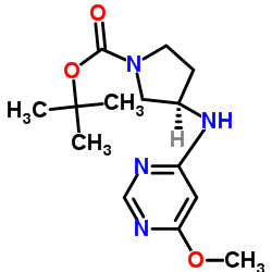 (R)-3-(6-Methoxy-pyrimidin-4-ylamino)-pyrrolidine-1-carboxylic acid tert-butyl ester picture