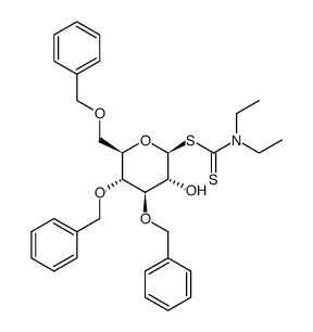 3,4,6-tri-O-benzyl-β-D-glucopyranosyl 1-diethyldithiocarbamate结构式