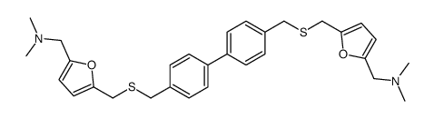 1-[5-[[4-[4-[[5-[(dimethylamino)methyl]furan-2-yl]methylsulfanylmethyl]phenyl]phenyl]methylsulfanylmethyl]furan-2-yl]-N,N-dimethylmethanamine Structure