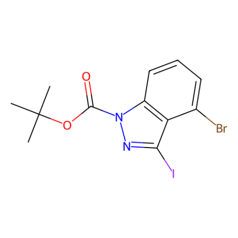 tert-butyl 4-bromo-3-iodo-indazole-1-carboxylate结构式