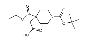 1-tert-butoxycarbonyl-4-ethoxycarbonylpiperidin-4-ylacetic acid Structure